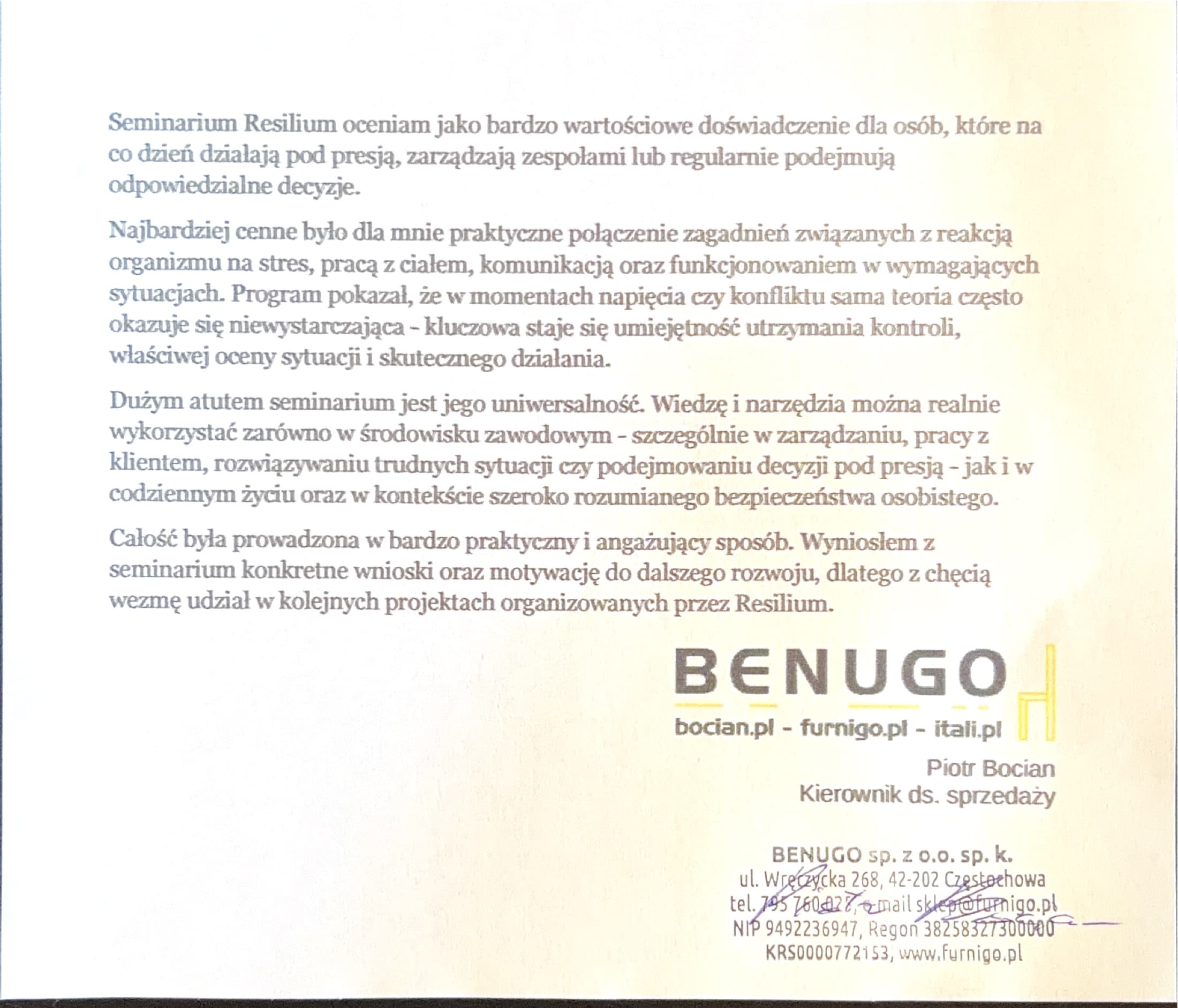 Oryginał dokumentu referencyjnego: BENUGO / Bocian